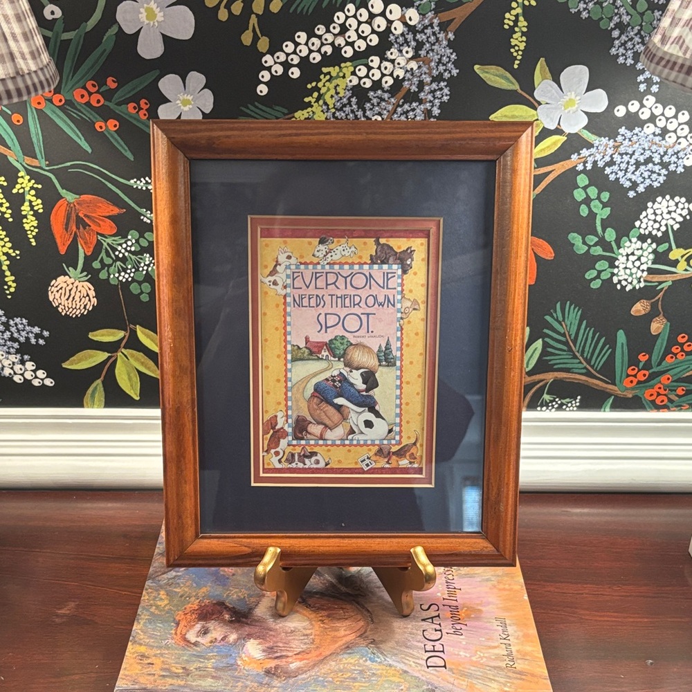 Mary Engelbreit Framed 'Everyone Needs Their Own Spot’ Wood Frame, Blue Mat